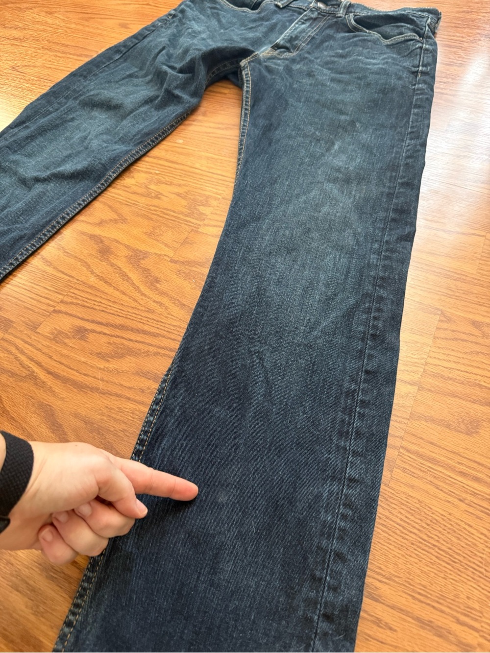 Levi Strauss Men's 505 Straight Jeans in Dark Blue Denim Size 32 x 32 EUC - Picture 9 of 13
